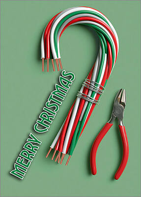 Candy Cane Wires Holiday Card (Glossy White) 
