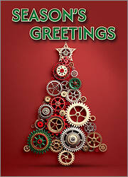 Christmas Tree Cogs Holiday Card