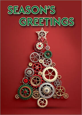 Christmas Tree Cogs Holiday Card
