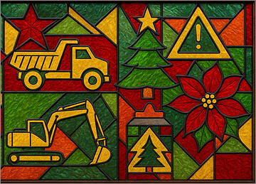Construction Christmas Card Artglass