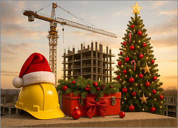 Construction Christmas Card Sunset