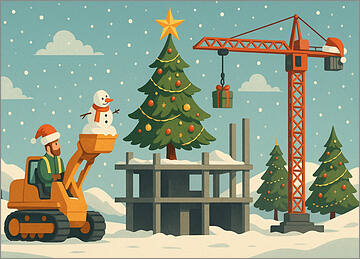 Construction Christmas Card Tree