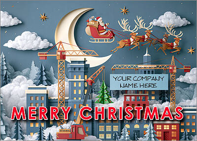 Construction Scene Christmas Card
