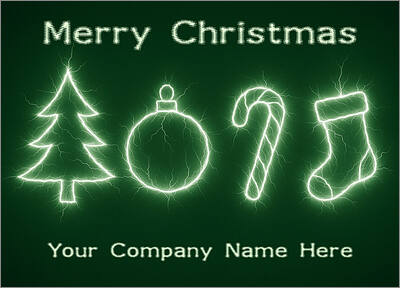 Electrical Christmas Card Green (Glossy White) 