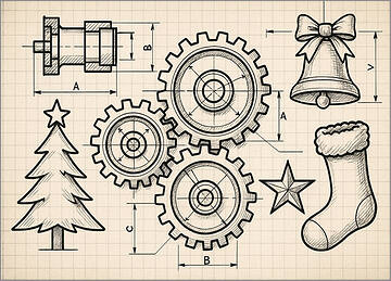 Engineering Christmas Card Drawing