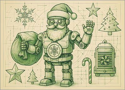 Engineering Christmas Card Green (Glossy White) 