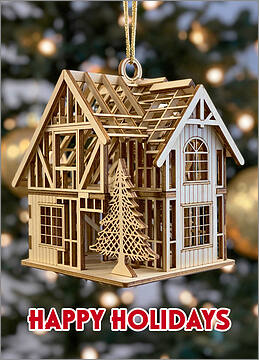 Framed House Holiday Ornament Card
