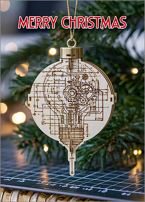 Lightbulb Schematic Ornament Card