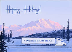 Snowy Semi Truck Holiday Card