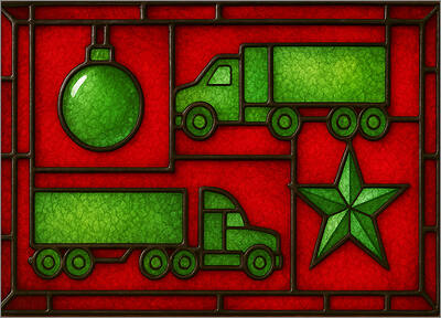 Trucking Christmas Card Artglass