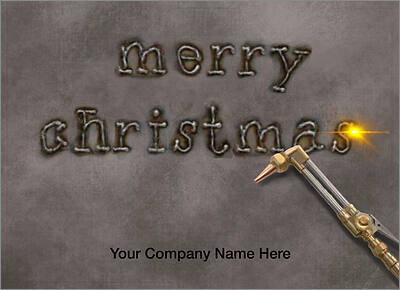 Welded Steel Merry Christmas Card (Glossy White) 